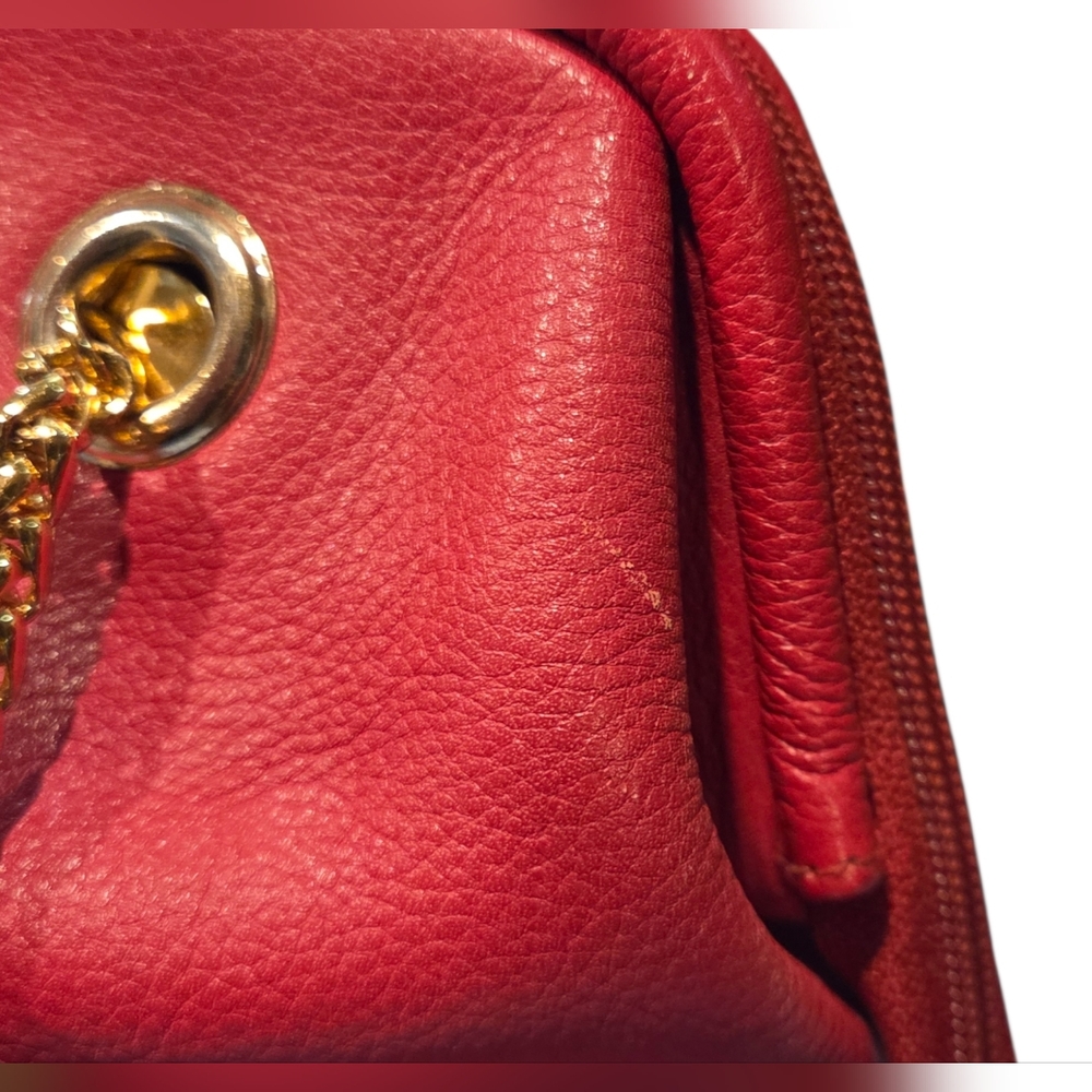 Liz Claiborne Vintage 90's Classic Genuine Leather Shoulder Bag Red Chain Strap - Picture 16 of 16